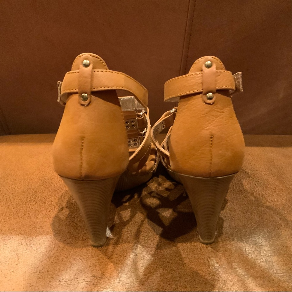 Women’s Tan Strappy High Heel Sandals - Picture 3 of 7